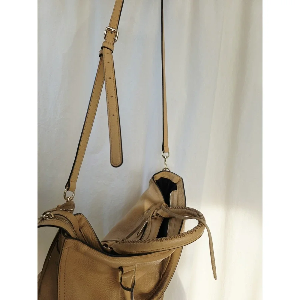 Rebecca Minkoff Regan Learher Shoulder Bag Crossbody Almond Brown Tan Minimalist